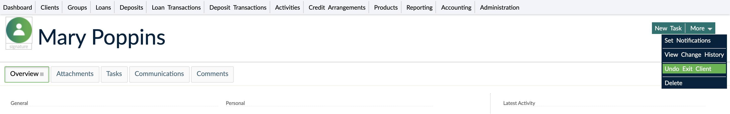 A client in the exited state